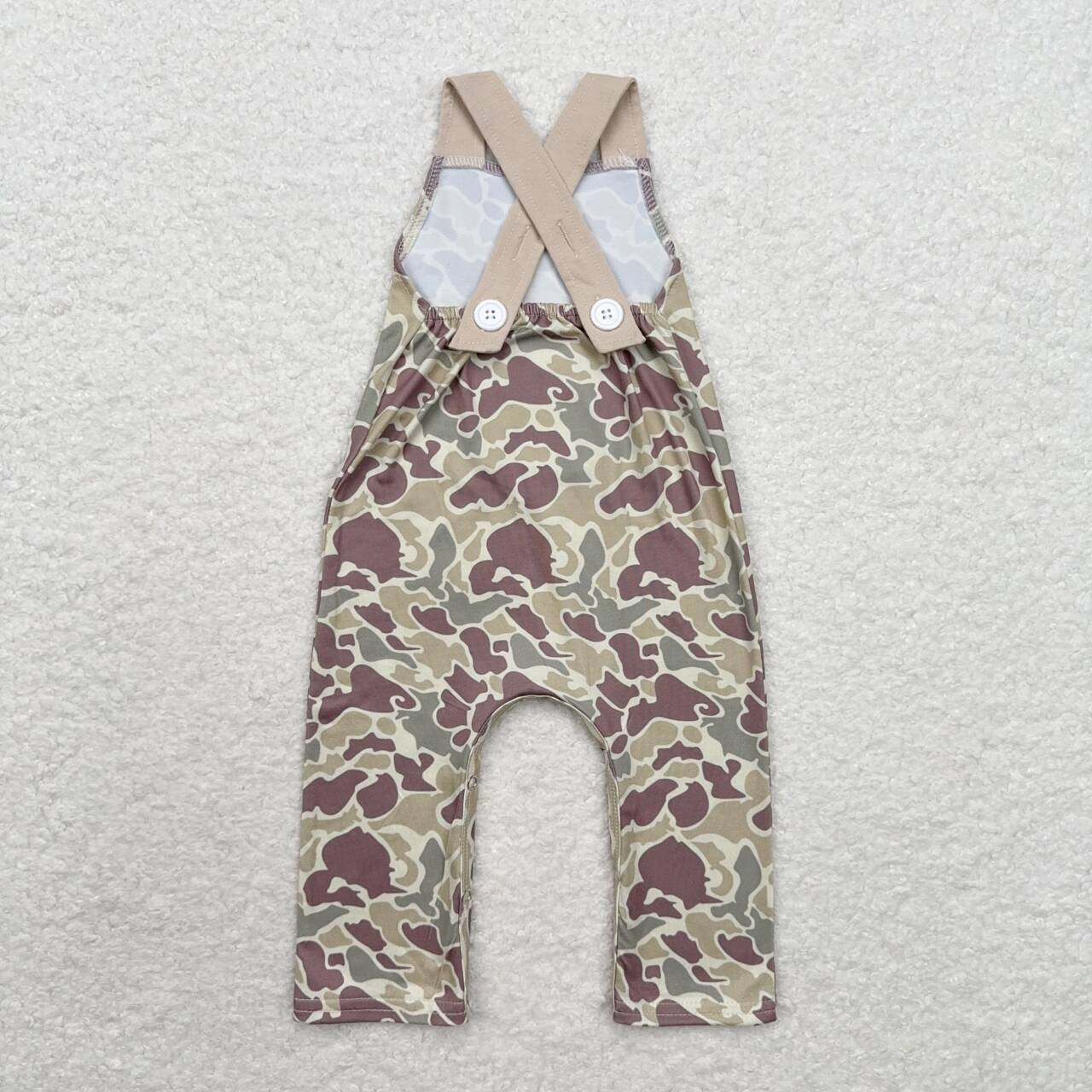 SR1913 Embroidered Deer Head Pocket Camouflage Sleeveless Bodysuit