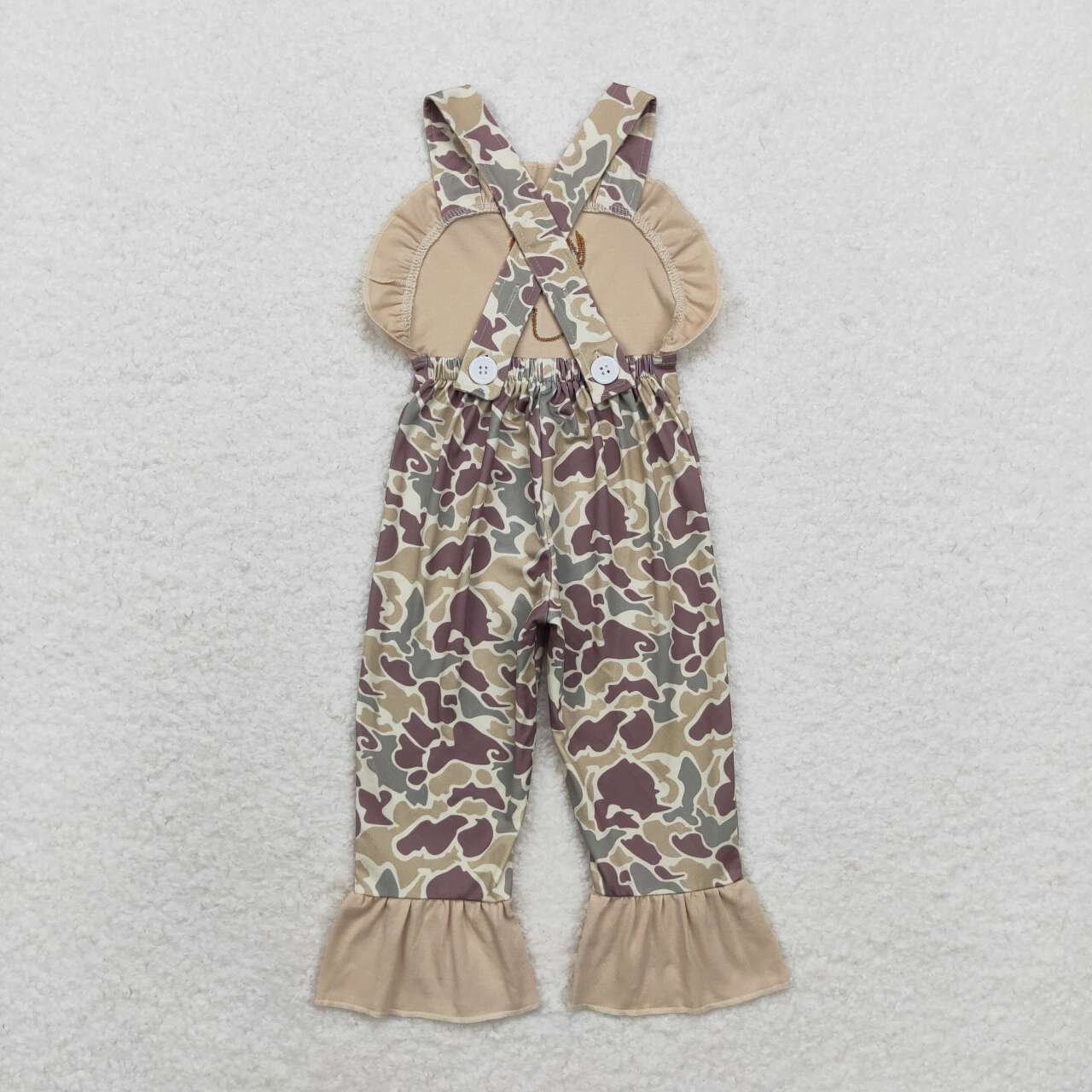SR1914 Embroidered Deer Head Lace Camouflage Sleeveless Bib Bodysuit D 4.6