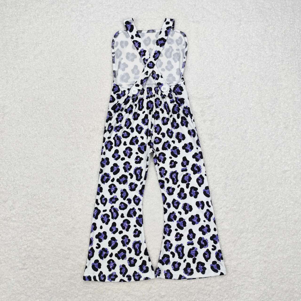 SR1932 Purple leopard print white suspender bodysuit