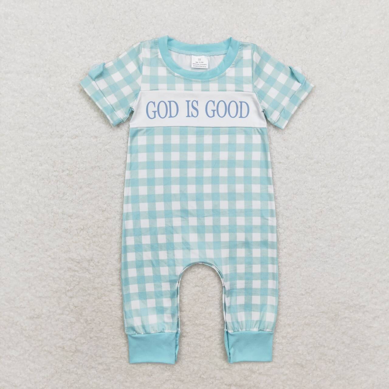 SR1939 Plaid Teal Short Sleeve Bodysuit