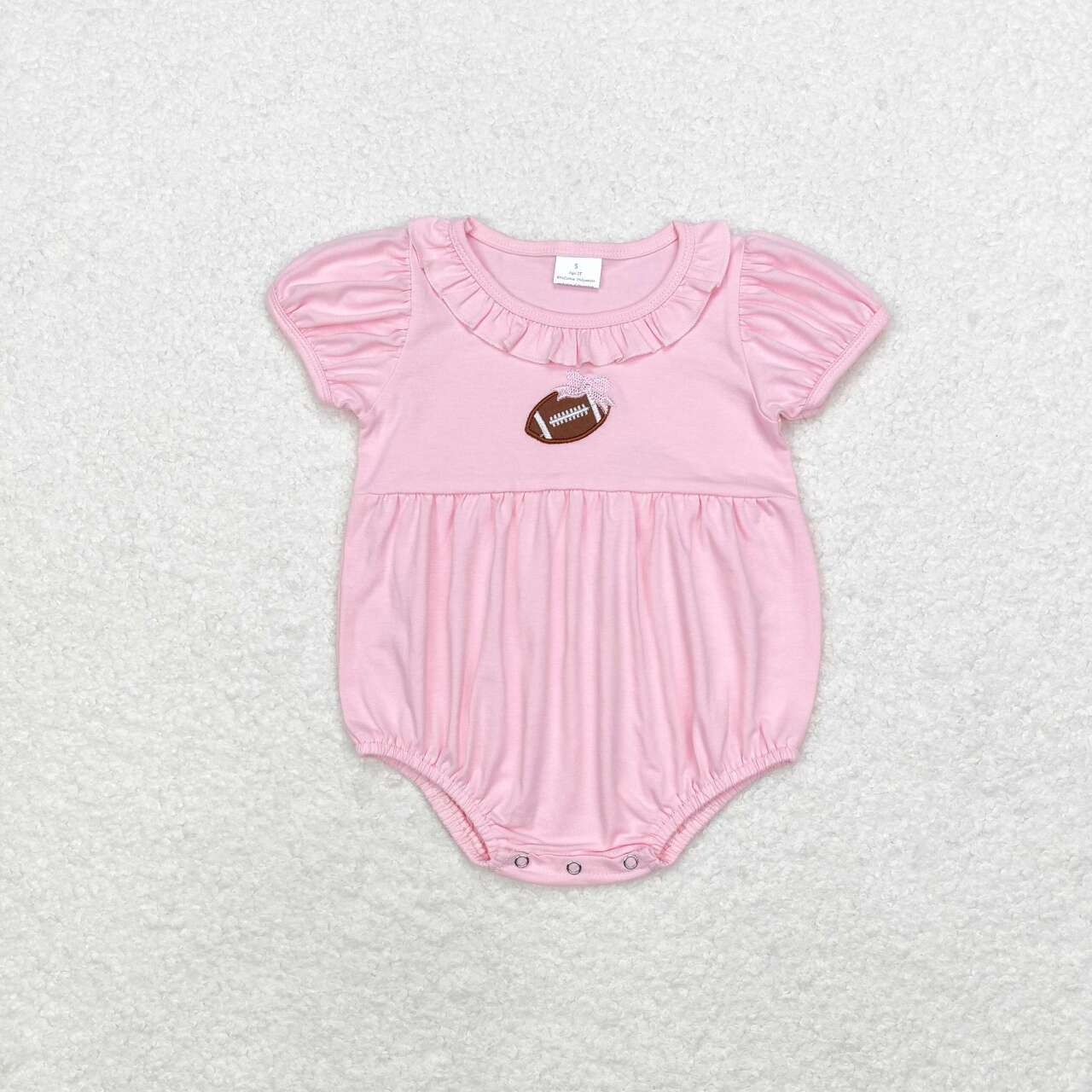 SR1945 Pink Bow Rugby Lace Short Sleeve Bodysuit