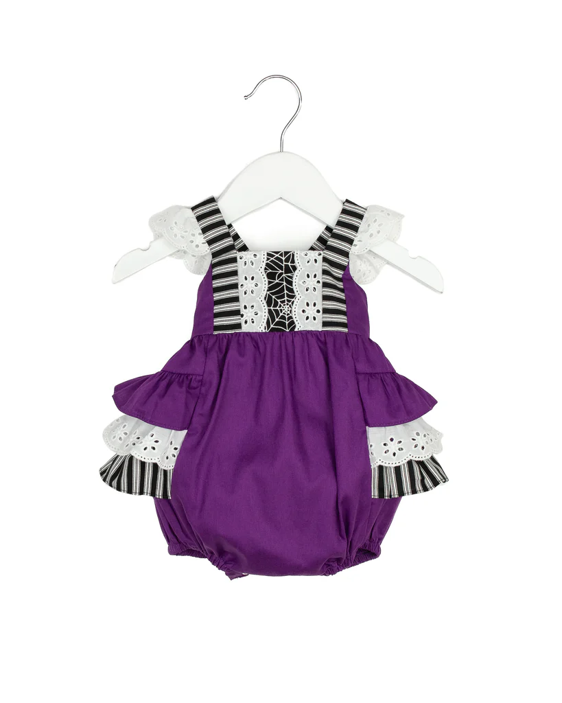 presale SR1973 Halloween Spider Web Lace Purple Vest Bodysuit 8.14