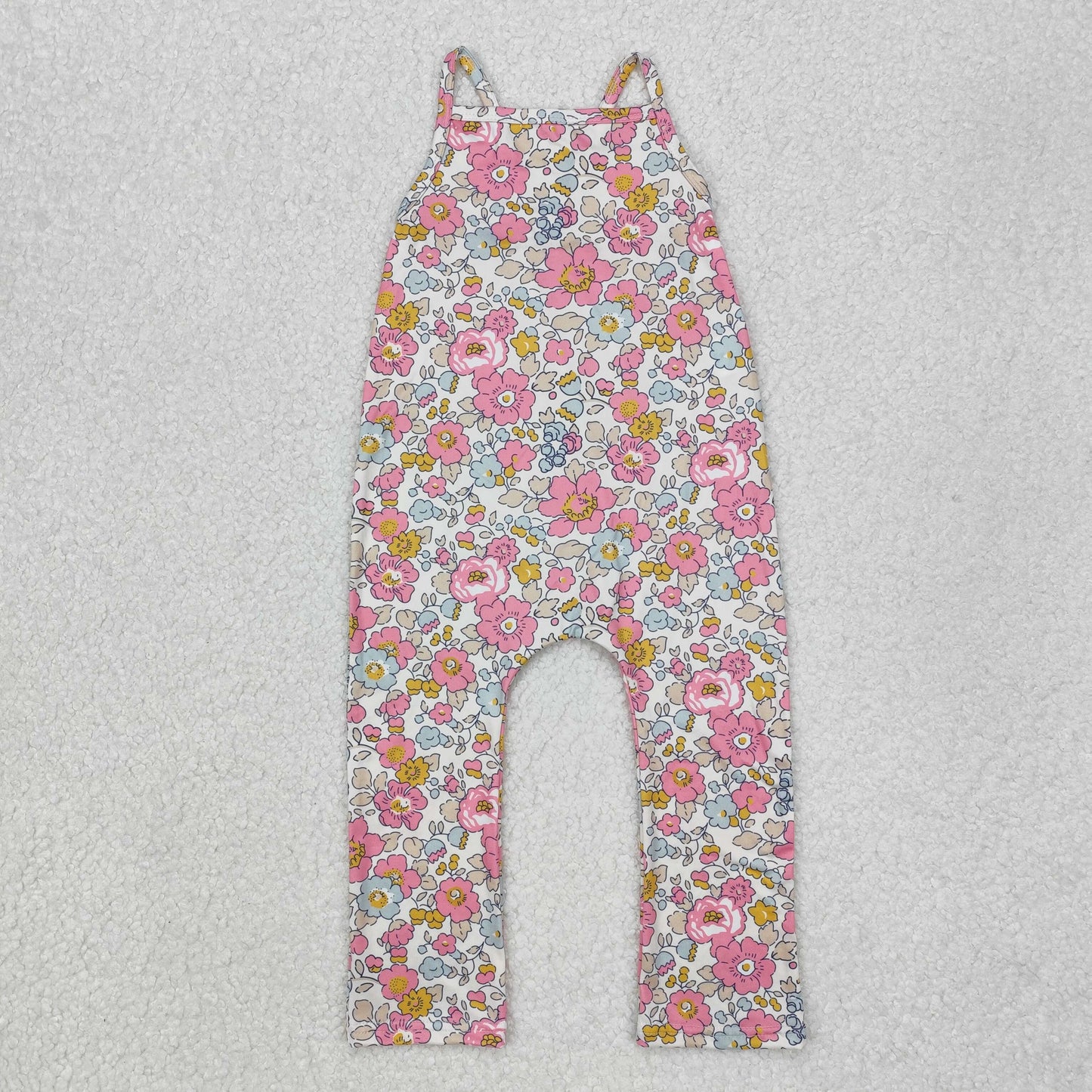 SR1982 Beige sleeveless bodysuit with pink flowers