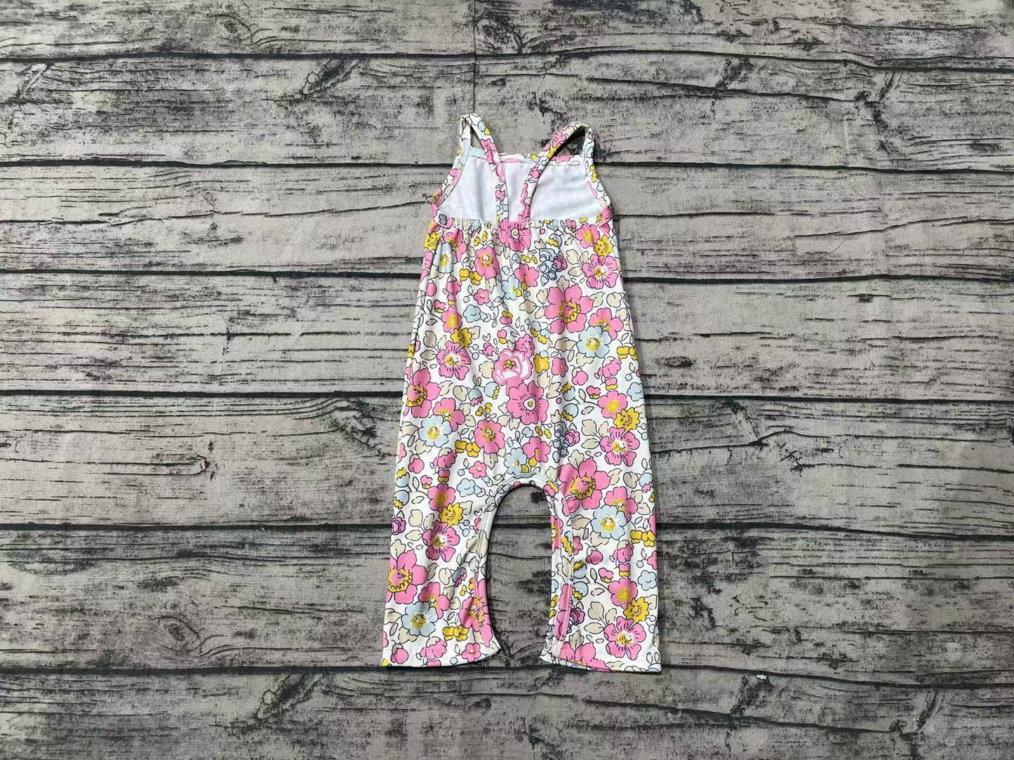 SR1982 Beige sleeveless bodysuit with pink flowers