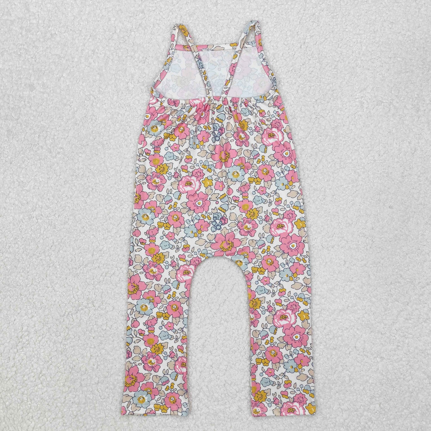 SR1982 Beige sleeveless bodysuit with pink flowers