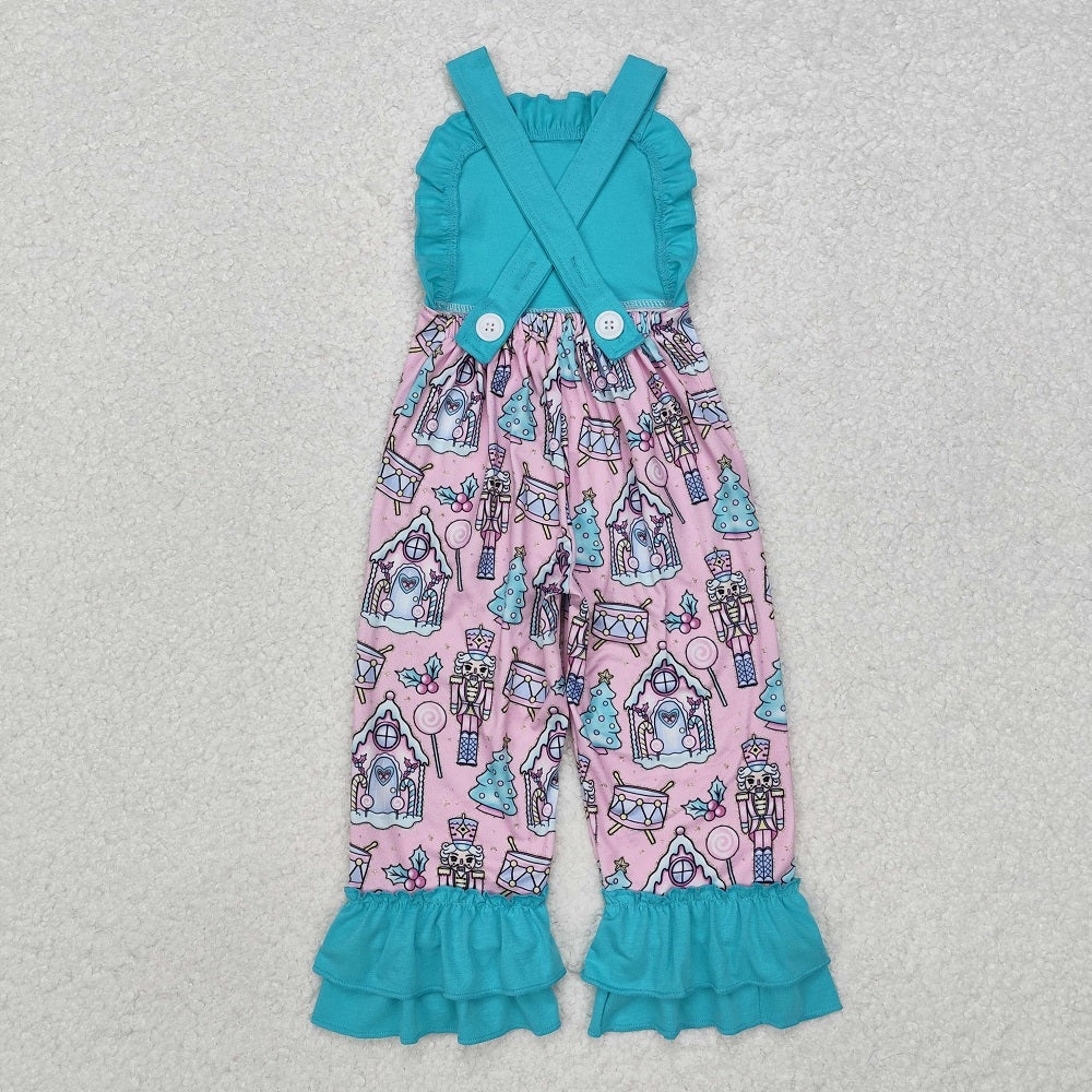 SR2009 Baby Girls Blue Christmas Soldier Straps Jumpsuits