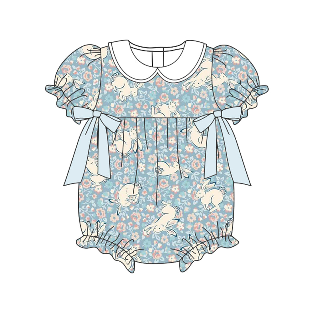 presale SR2023 Flower bunny light blue bow doll collar short-sleeved jumpsuit 2024 9.28