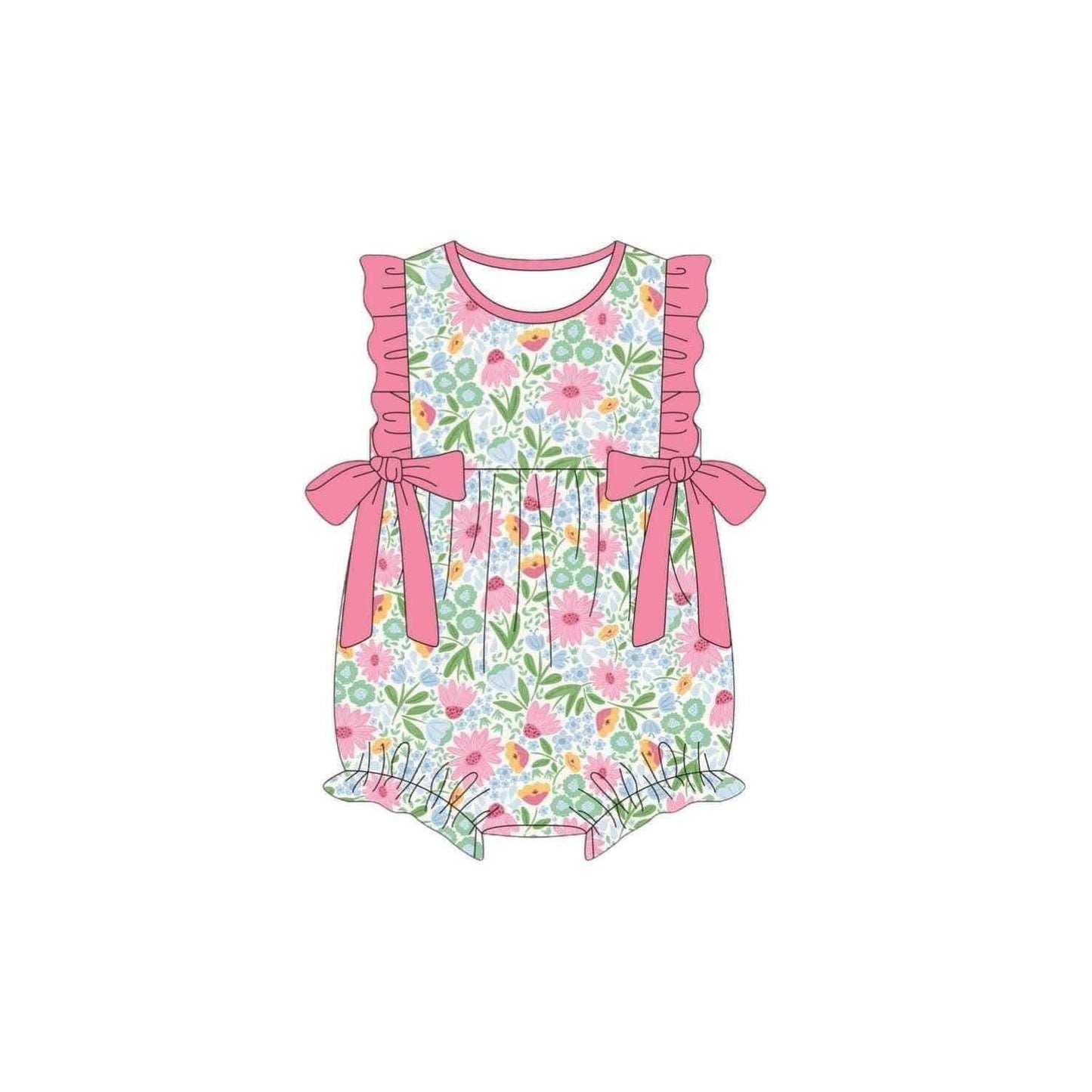 presale SR2102 Pink Lace Bowknot Vest Bodysuit with Flowers and Leaves 2024 10.22
