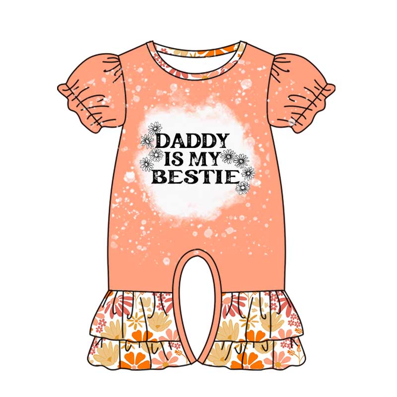 presale SR2104 Orange short-sleeved bodysuit with floral letters 2024 10.22