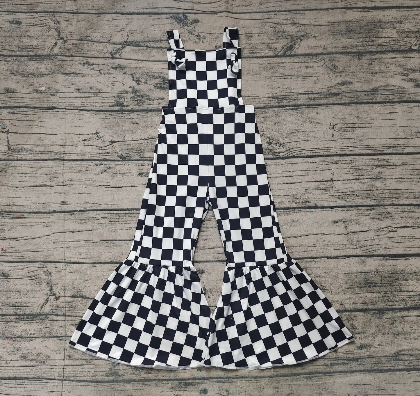 SR2111 Black and white plaid suspender bodysuit D 3.14