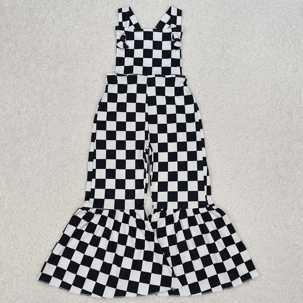 SR2111 Black and white plaid suspender bodysuit D 3.14