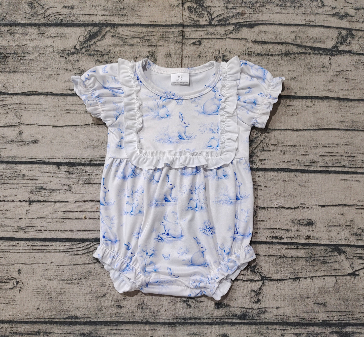 SR2143 Easter Flower Bunny Lace Short Sleeve Bodysuit