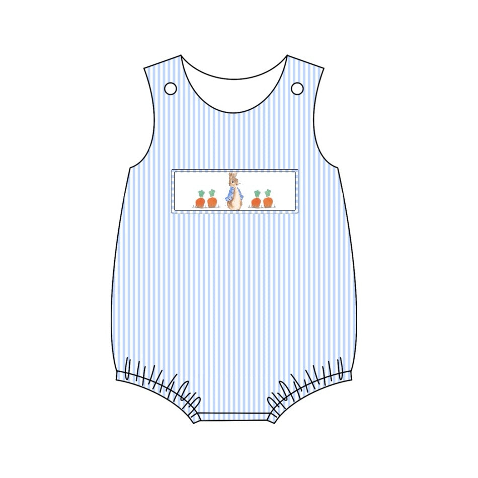 SR2145 Carrot Bunny Blue Striped Vest Bodysuit