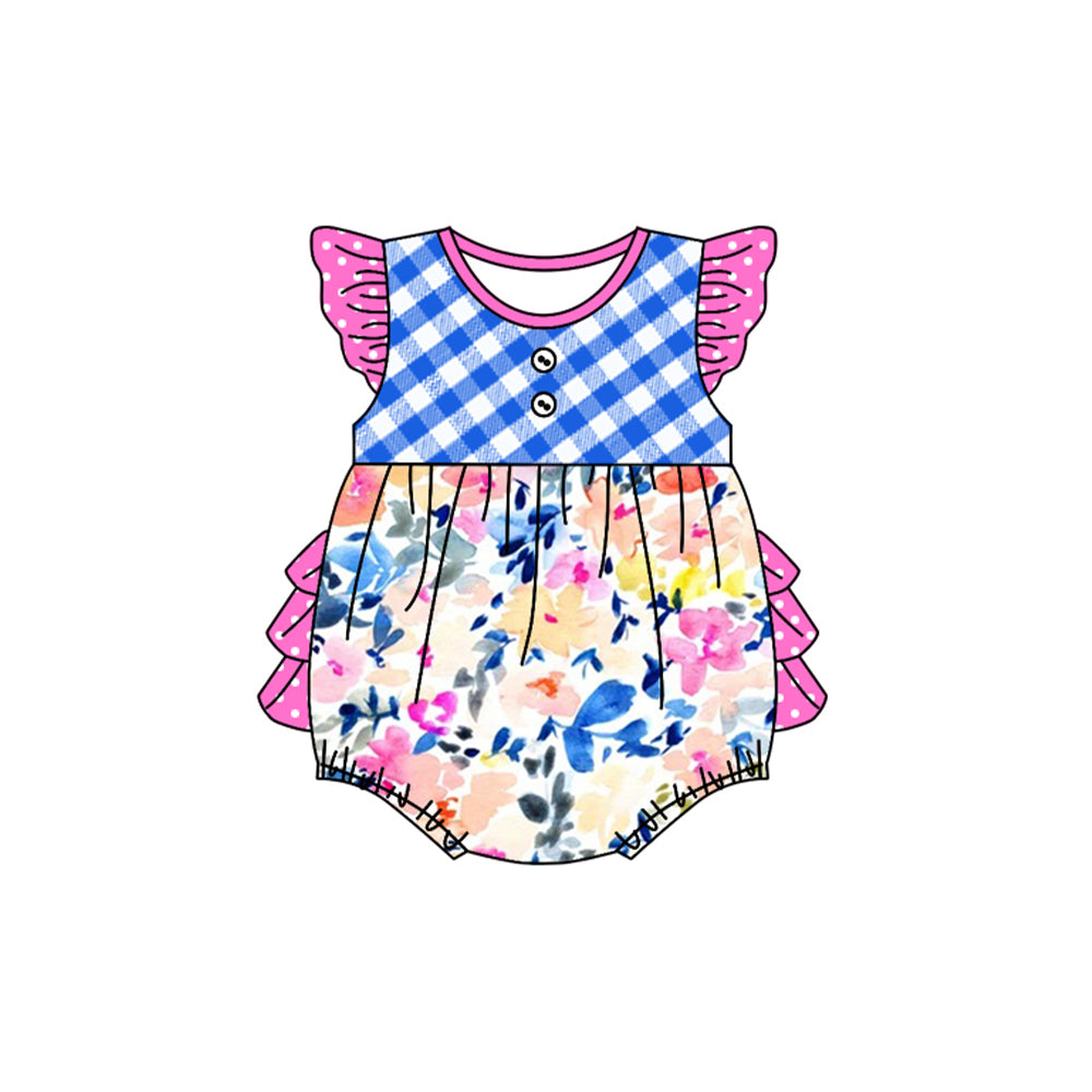 presale SR2176 Floral Blue and White Plaid Polka Dot Rose Red Lace Vest Bodysuit 2024 11.5