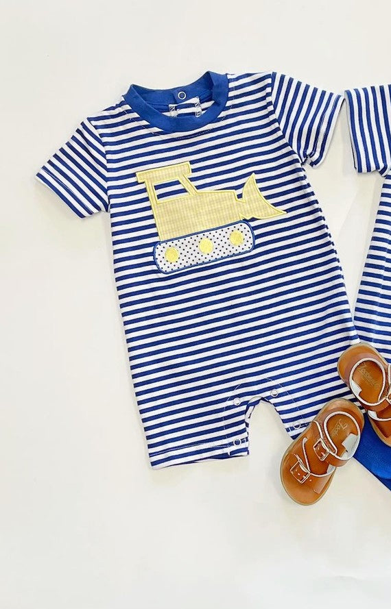 presale SR2180 Engineering Vehicle Blue Striped Short Sleeve Bodysuit 2024 11.5