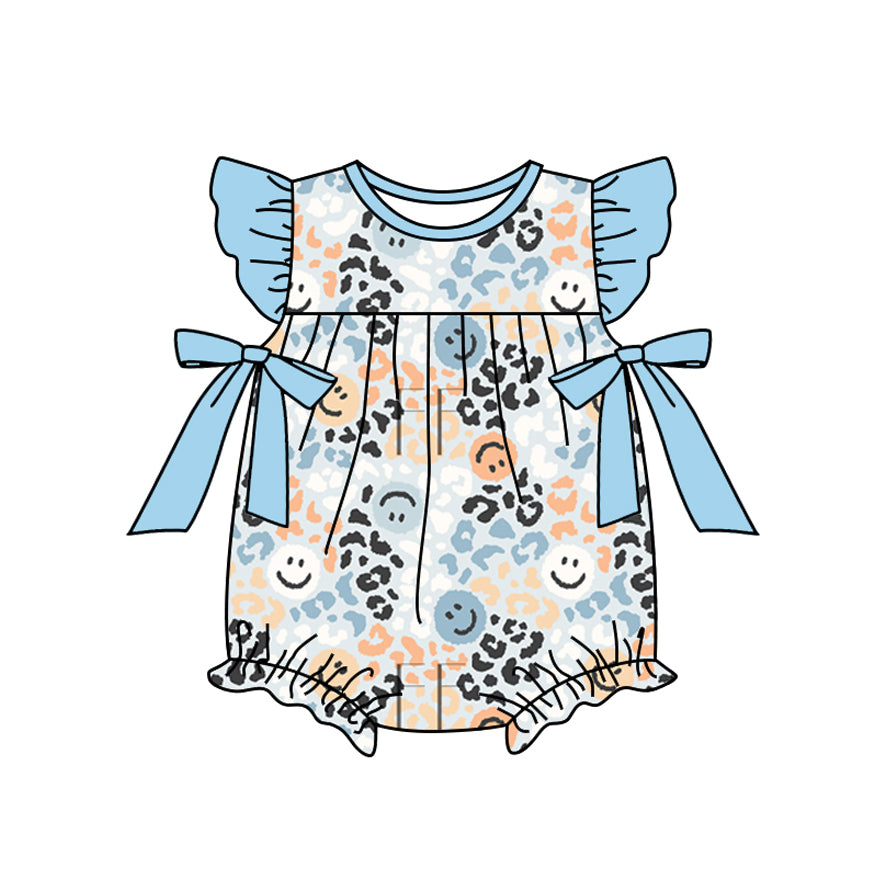 presale SR2224 Leopard Print Smiley Face Blue Lace Bow Vest Bodysuit 2024 .11.8