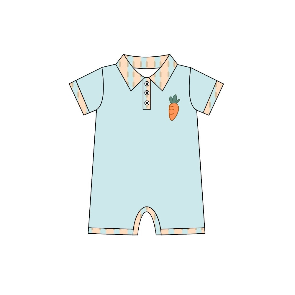 SR2226 Easter Carrot Stripe Neck Short Sleeve Bodysuit