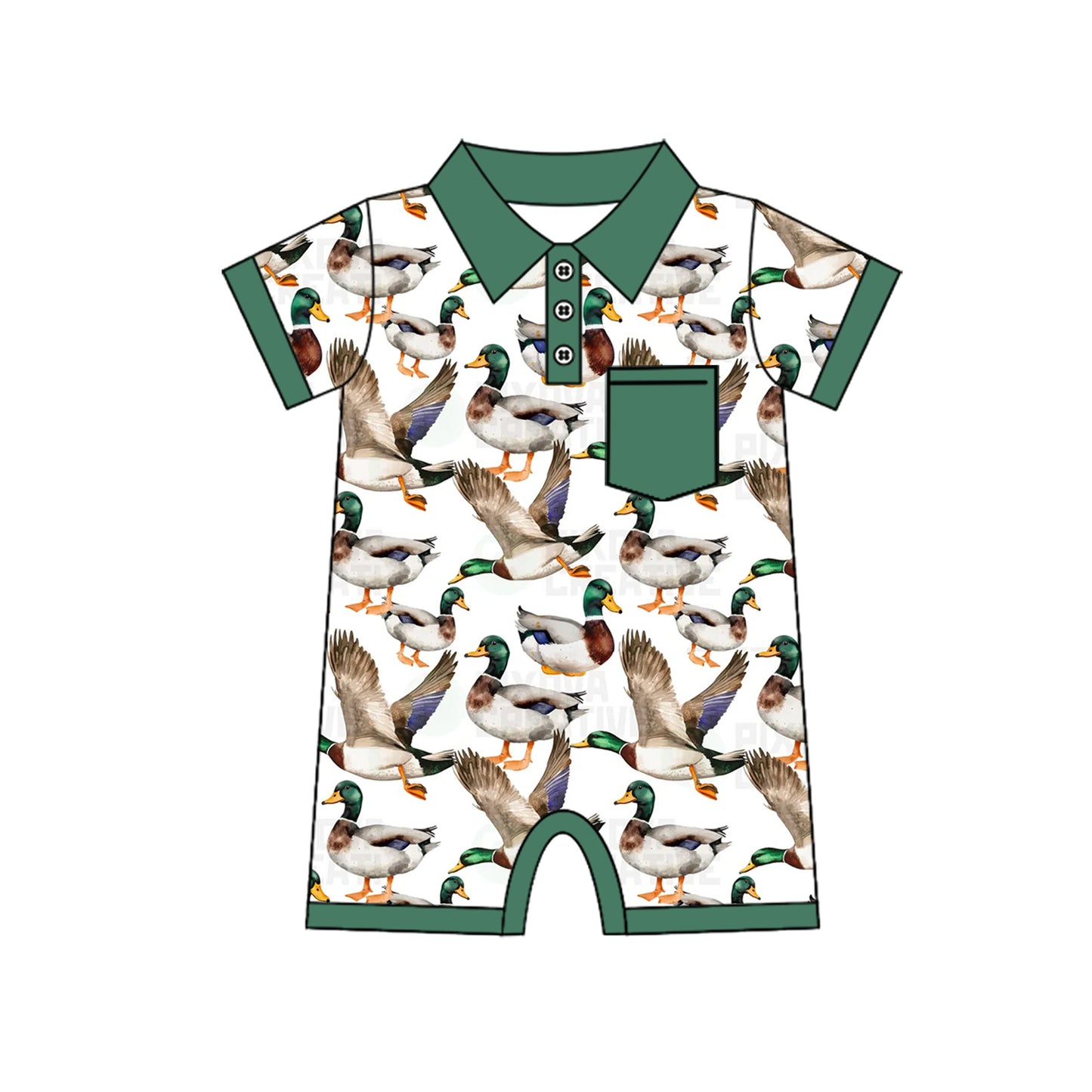 presale SR2235 Duck Green Pocket White Short Sleeve Bodysuit 2024 .11.8