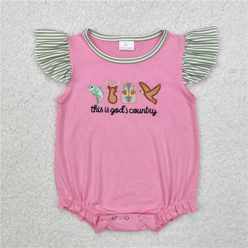 Match Embroidery Baby Boys Girls Girls Baby Boys God Country Hunting Season Rompers Clothes Sets D 3.13