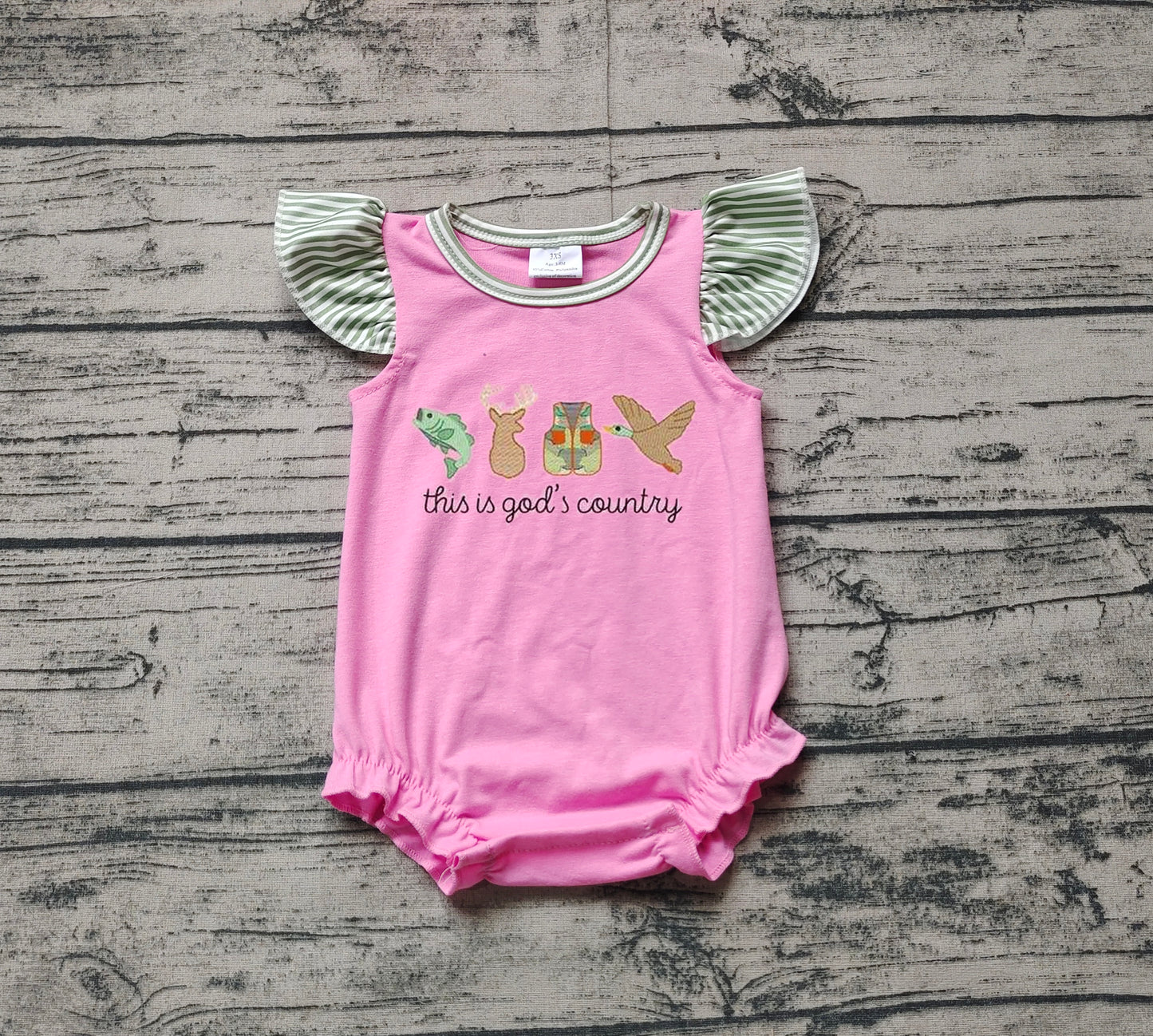SR2264 god's country fish deer vest duck pink striped vest jumpsuit