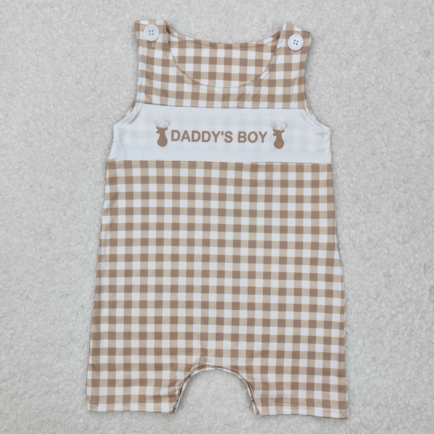 SR2299 Baby Infant Daddy's Boy Deers Checkered Rompers