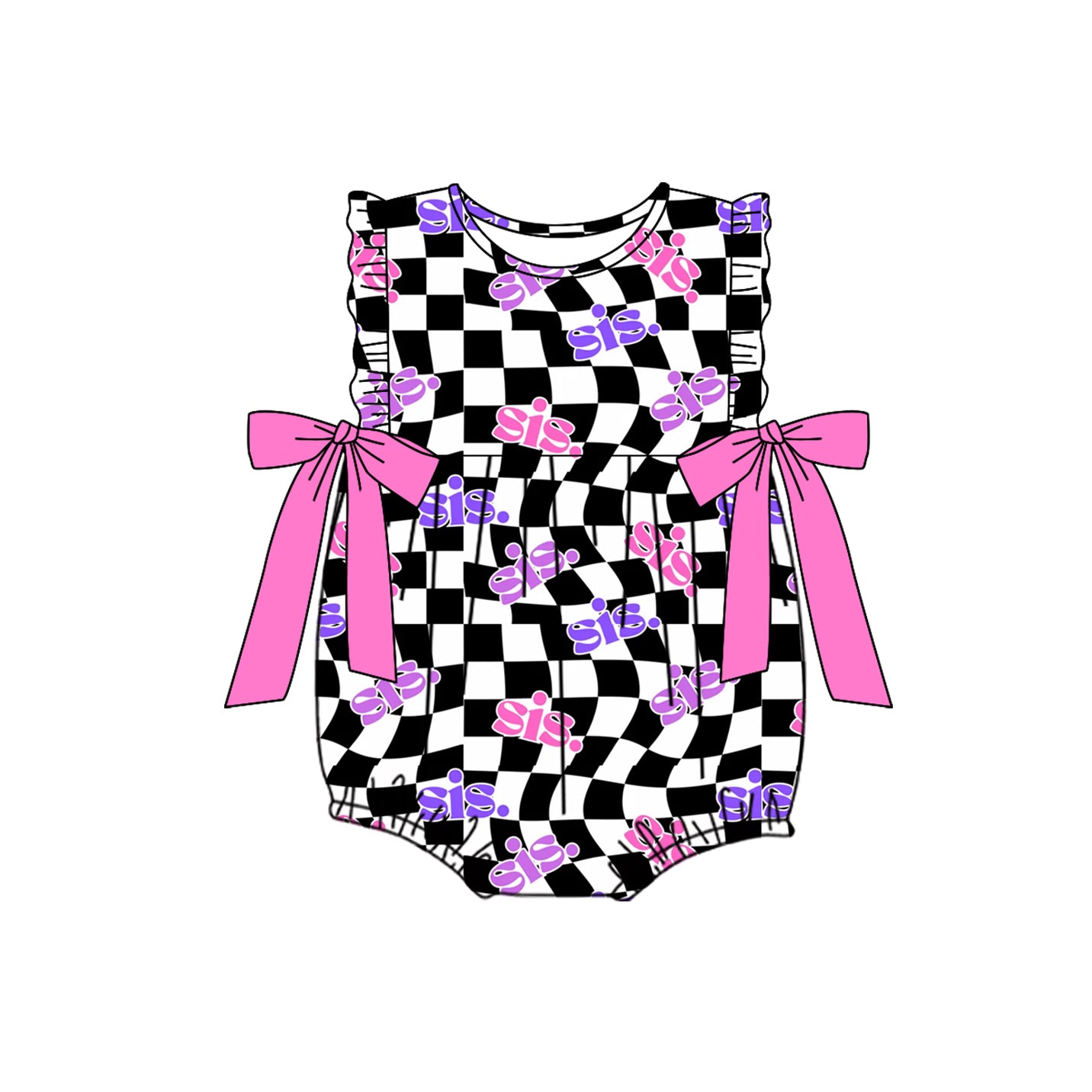 presale SR2316 Rose Red Bow Black and White Check Vest Bodysuit 2024 11.22