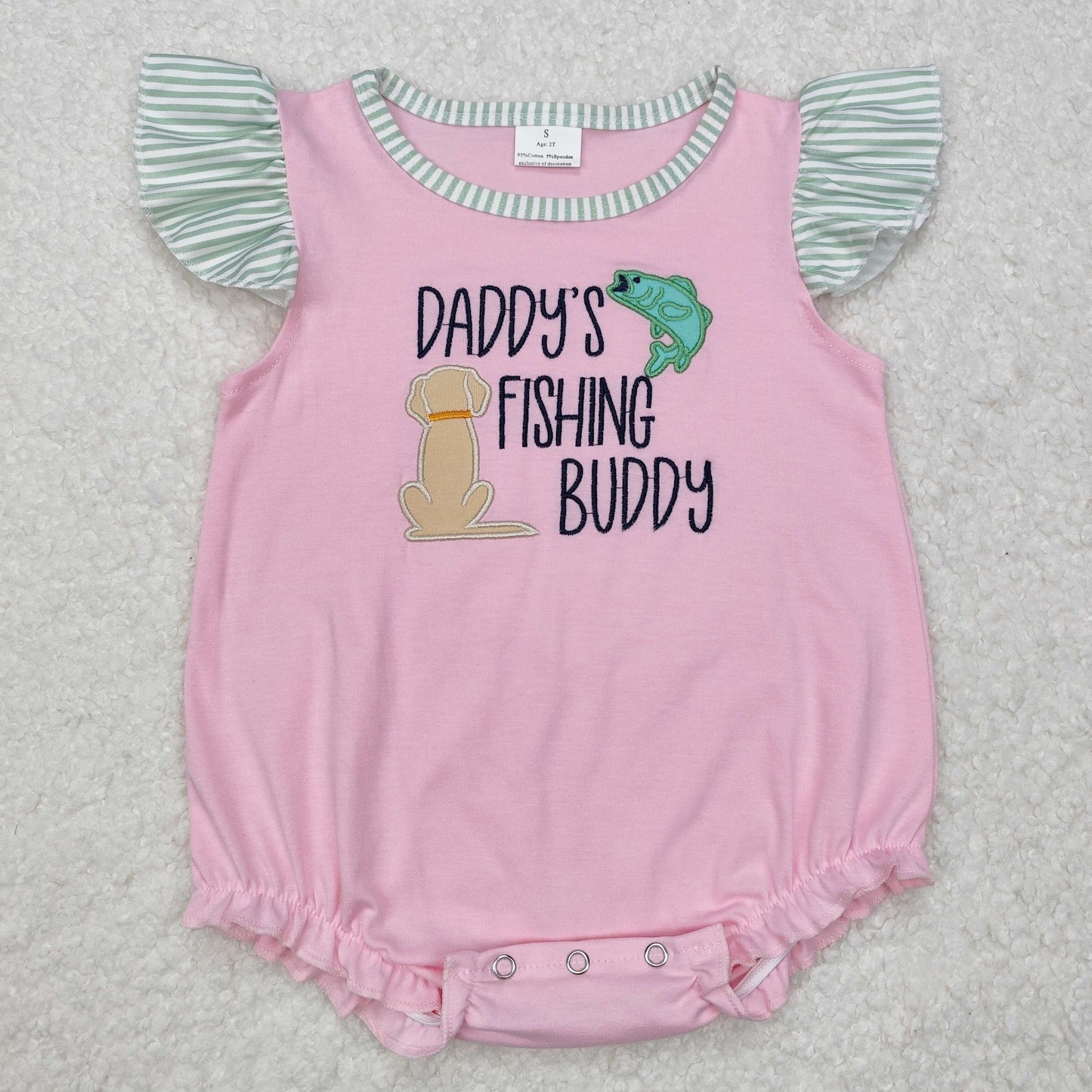 SR2337 Fish Puppy Striped Pink Vest Bodysuit