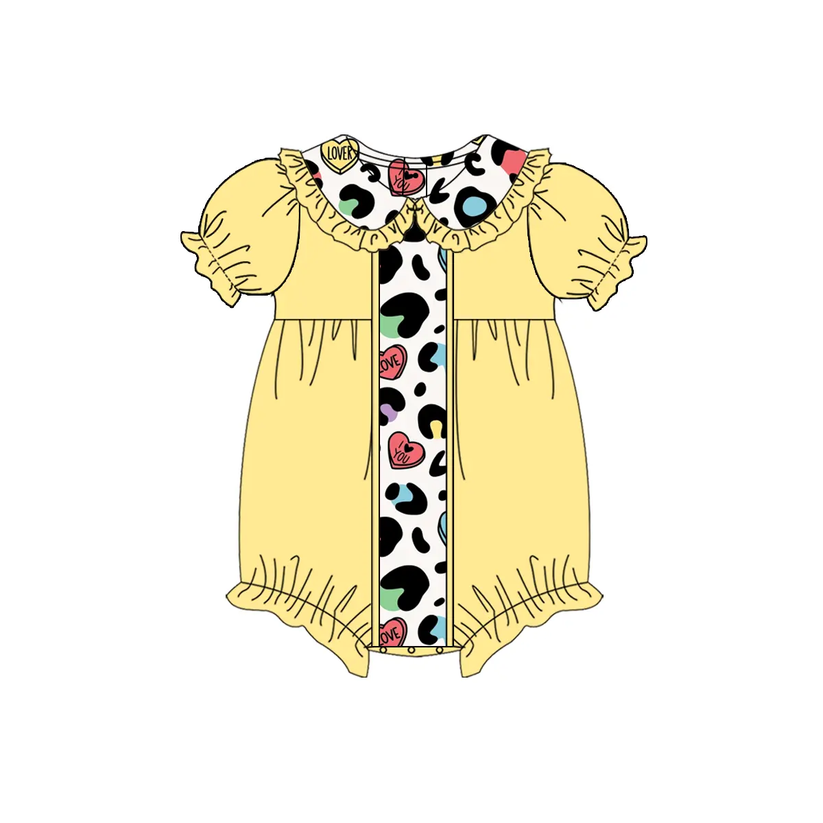 presale SR2369 Yellow short-sleeved bodysuit with leopard print and heart-shaped collar 2024 11.30