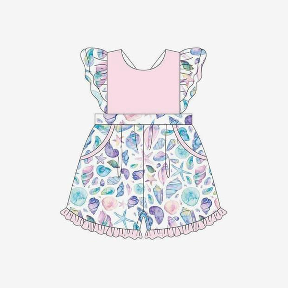 presale SR2415 Starfish Shell Conch Pink and White Lace Sleeve Bodysuit 2024 12.7