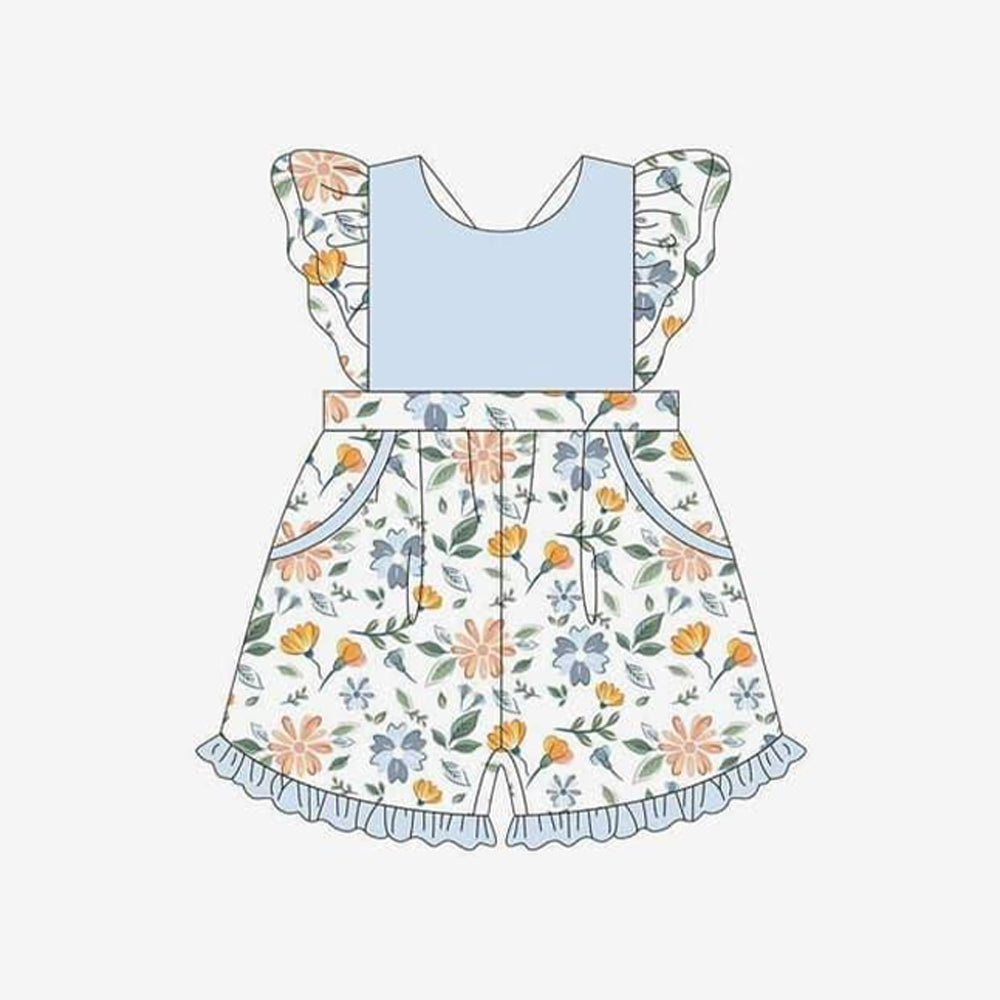 presale SR2417 Flower and leaf blue and white lace sleeve jumpsuit 2024 12.7