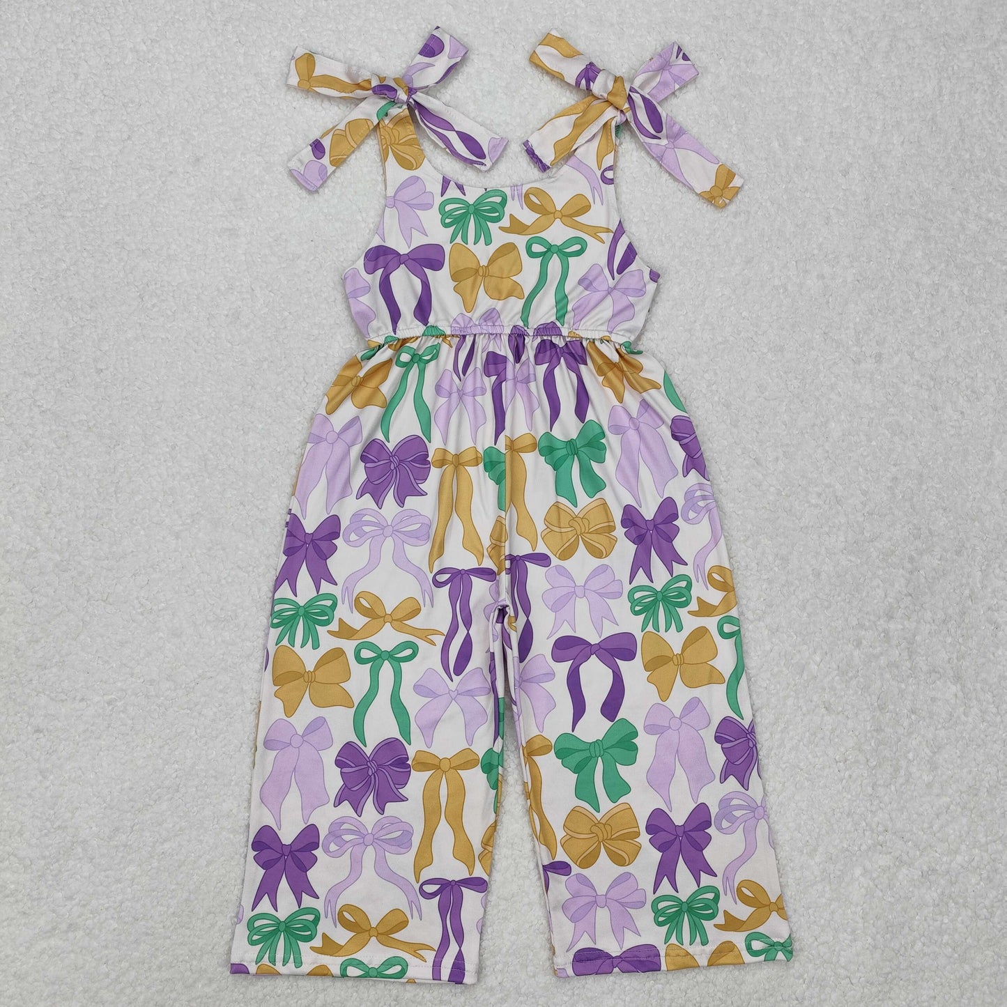 SR2522 Baby Girls Mardi Gras Cute Bows Straps Pants Jumpsuits