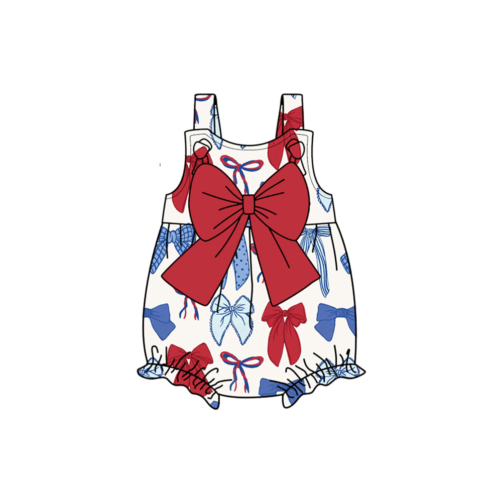 SR2606 National Day Bowknot Vest Bodysuit