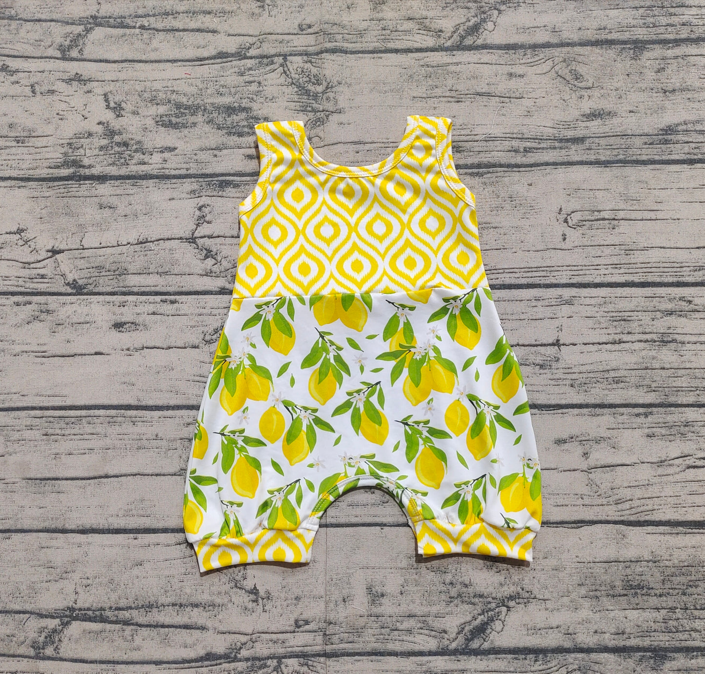 SR2676 Baby Infant Girls Lemon Leaves Sleeveless Rompers D 3.18