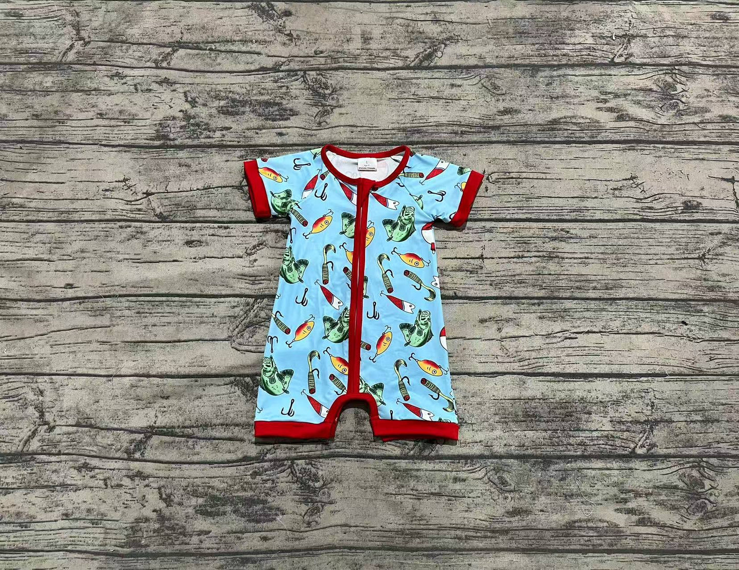 SR2707 Baby Infant Boys Fishing Float Zip Rompers D 3.31