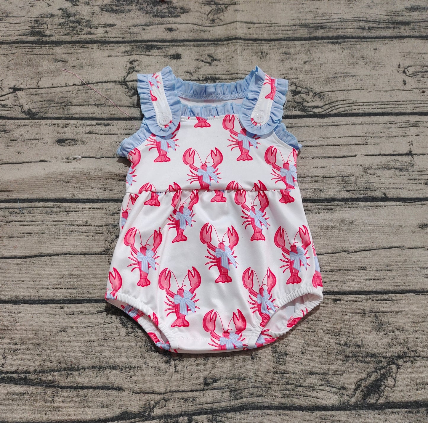 SR2710 Baby Infant Girls Crawfish Bows Straps Rompers D 3.24