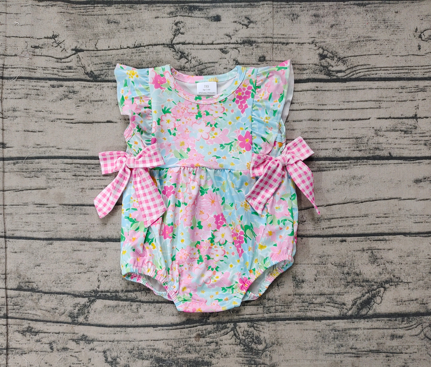 presale SR2719 Baby Infant Girls Blue Pink Flowers Bows Rompers 2025 2.20