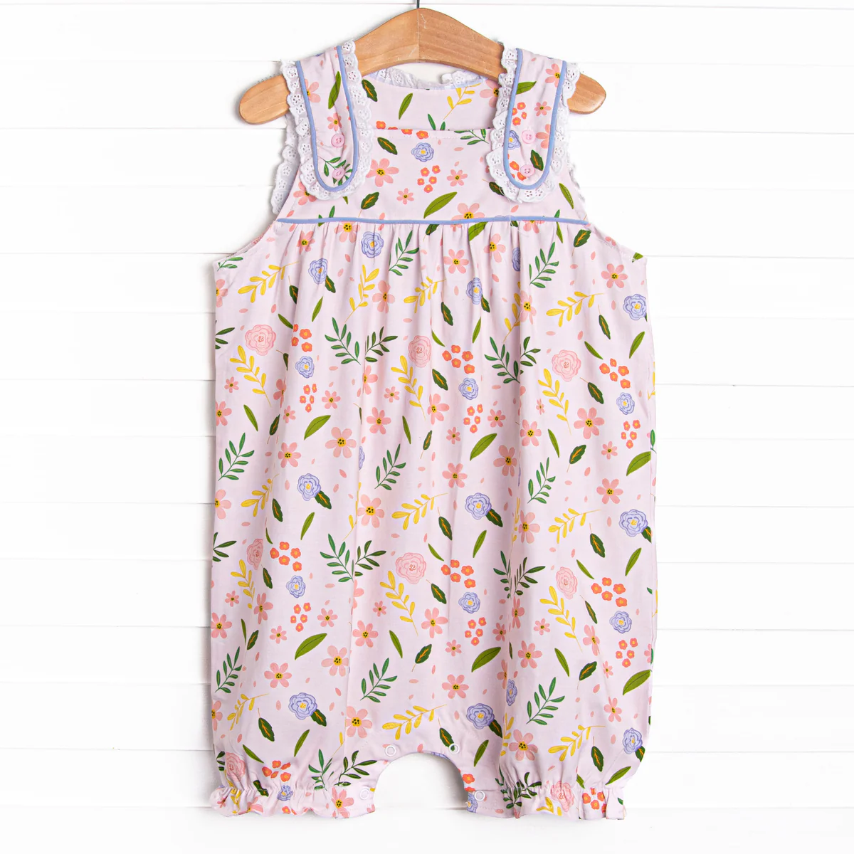 presale SR2738 Baby Infant Girls Pink Flowers Straps Rompers D 2.8
