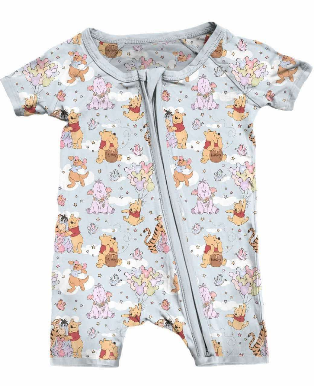 presale SR2768 Cartoon Cloud Gray Blue Zipper Short Sleeve Bodysuit D 2.13
