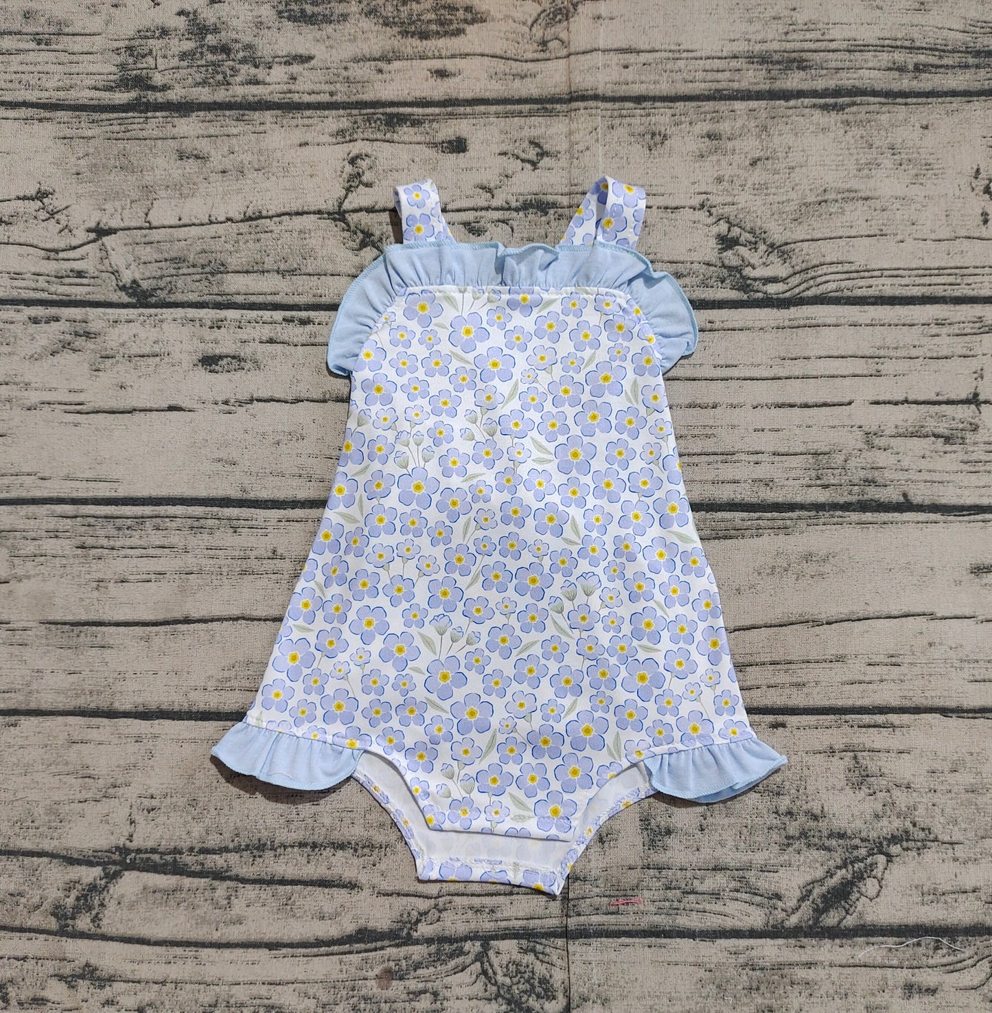 SR2791 Baby Infant Girls Blue Flowers Straps Rompers D 3.27