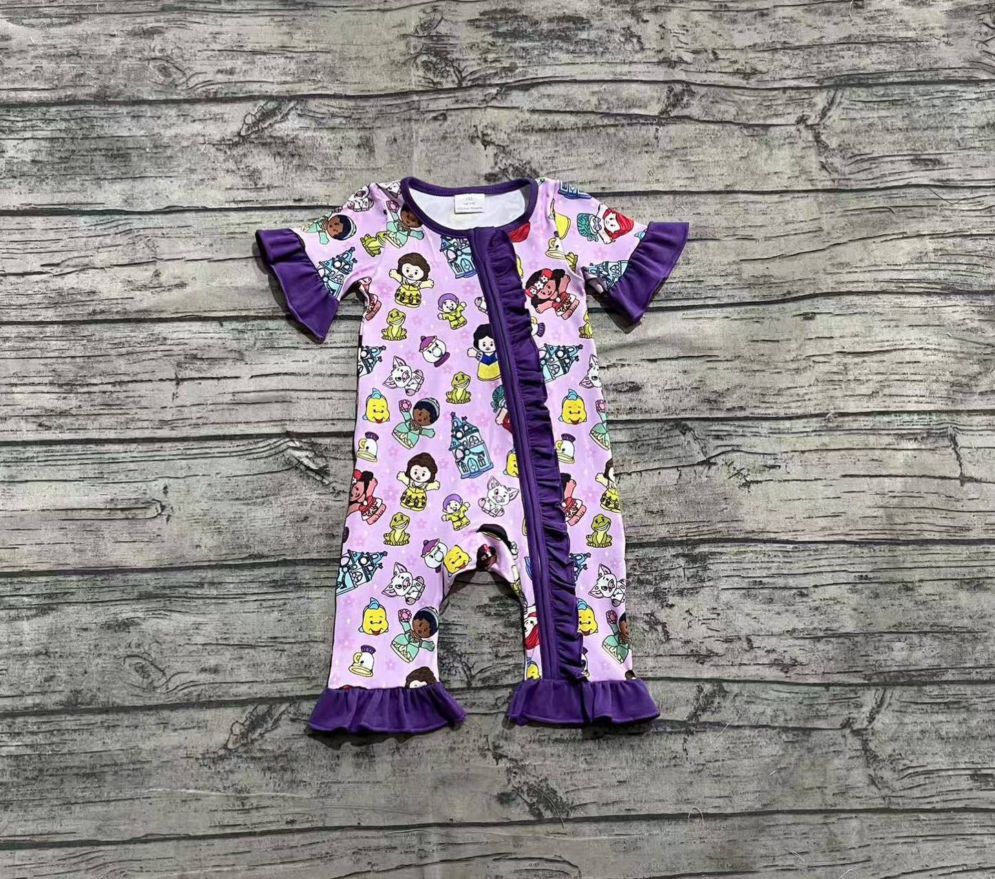 SR2870 Baby Infant Girls Cartoon Princess Zip Rompers D 4.12