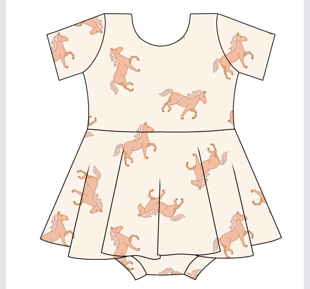 presale SR3001 Baby Infant Girls Short Sleeves Horses Dress Rompers D 3.19