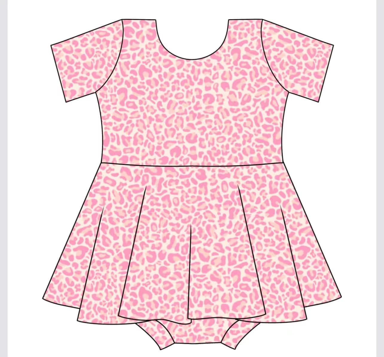 presale SR3006 Baby Infant Girls Short Sleeves Pink Leopard Dress Skort Rompers D 3.19