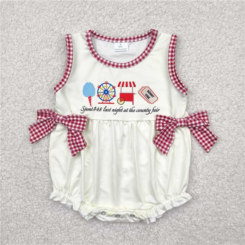 Sibling Baby Kids Ice Cream Store Top Red Plaid Pockets Shorts Sets Rompers D 814 04