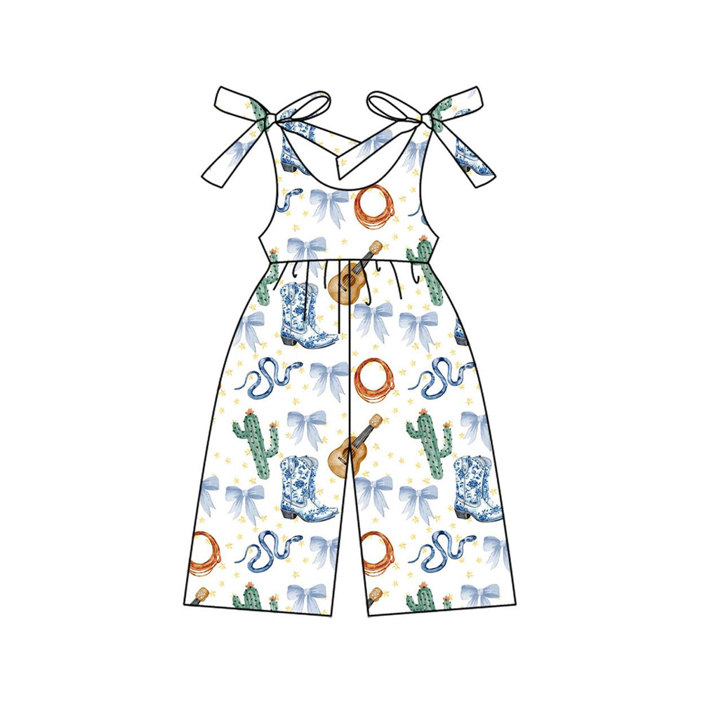 presale SR3041 Boots Guitar Cactus Blue Bow Pattern White Suspender Bodysuit D 3.29