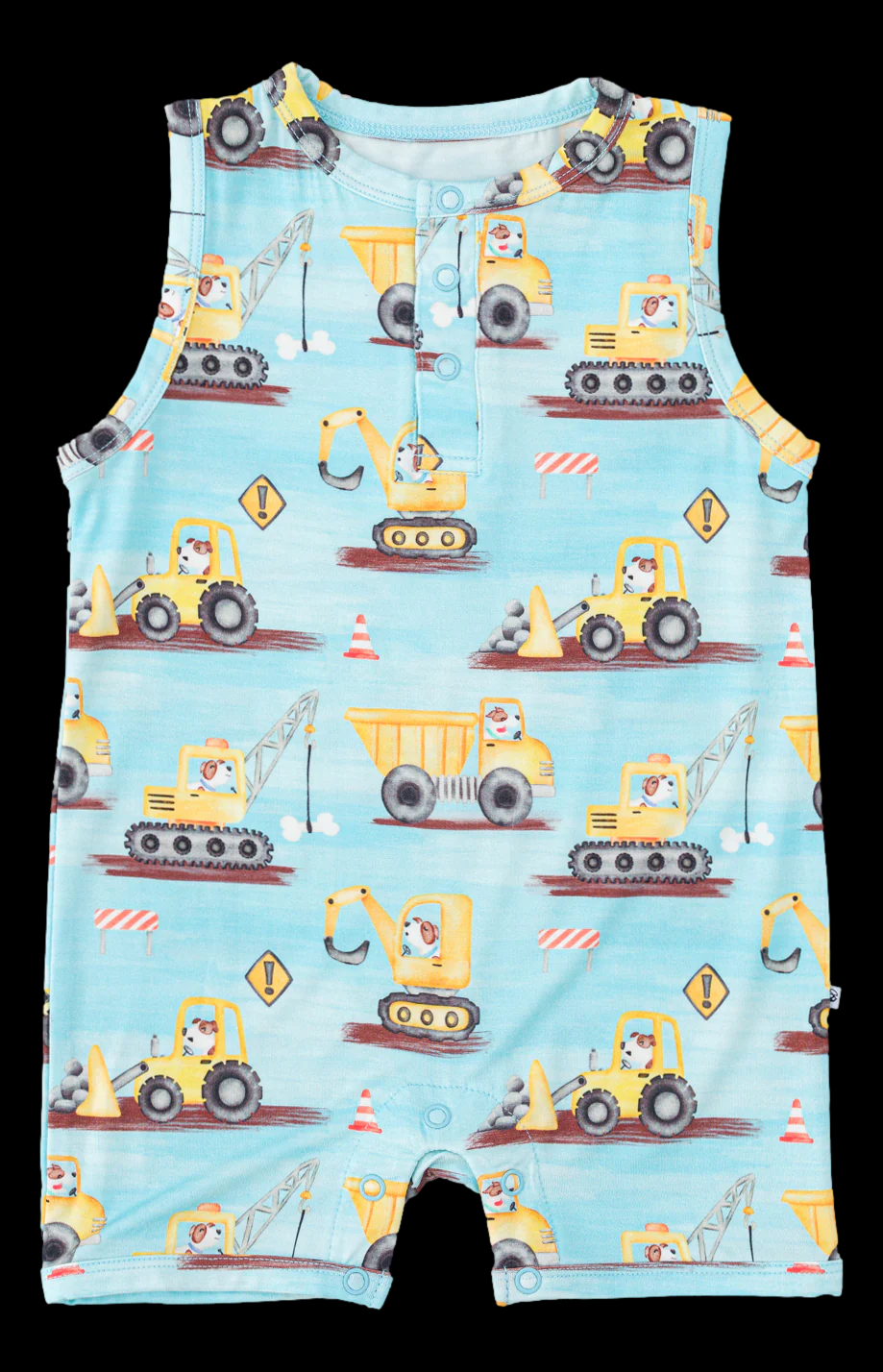 presale SR3085 Baby Boys Sleeveless Excavators Button Rompers D 4.19