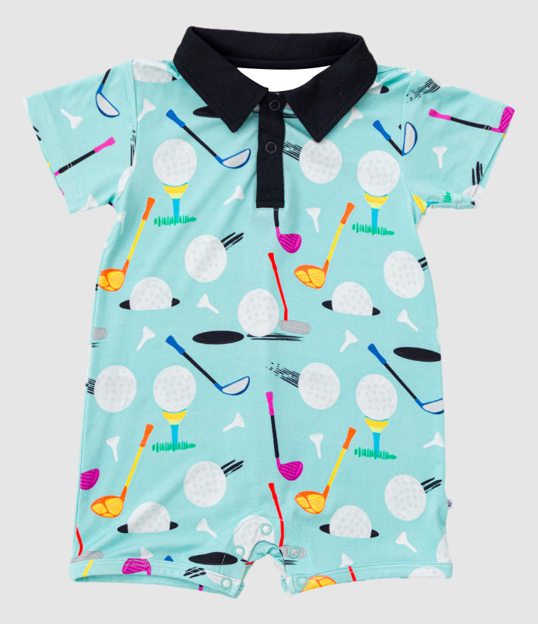 presale SR3086 Baby Boys Short Sleeves Golf Button Rompers D 4.19