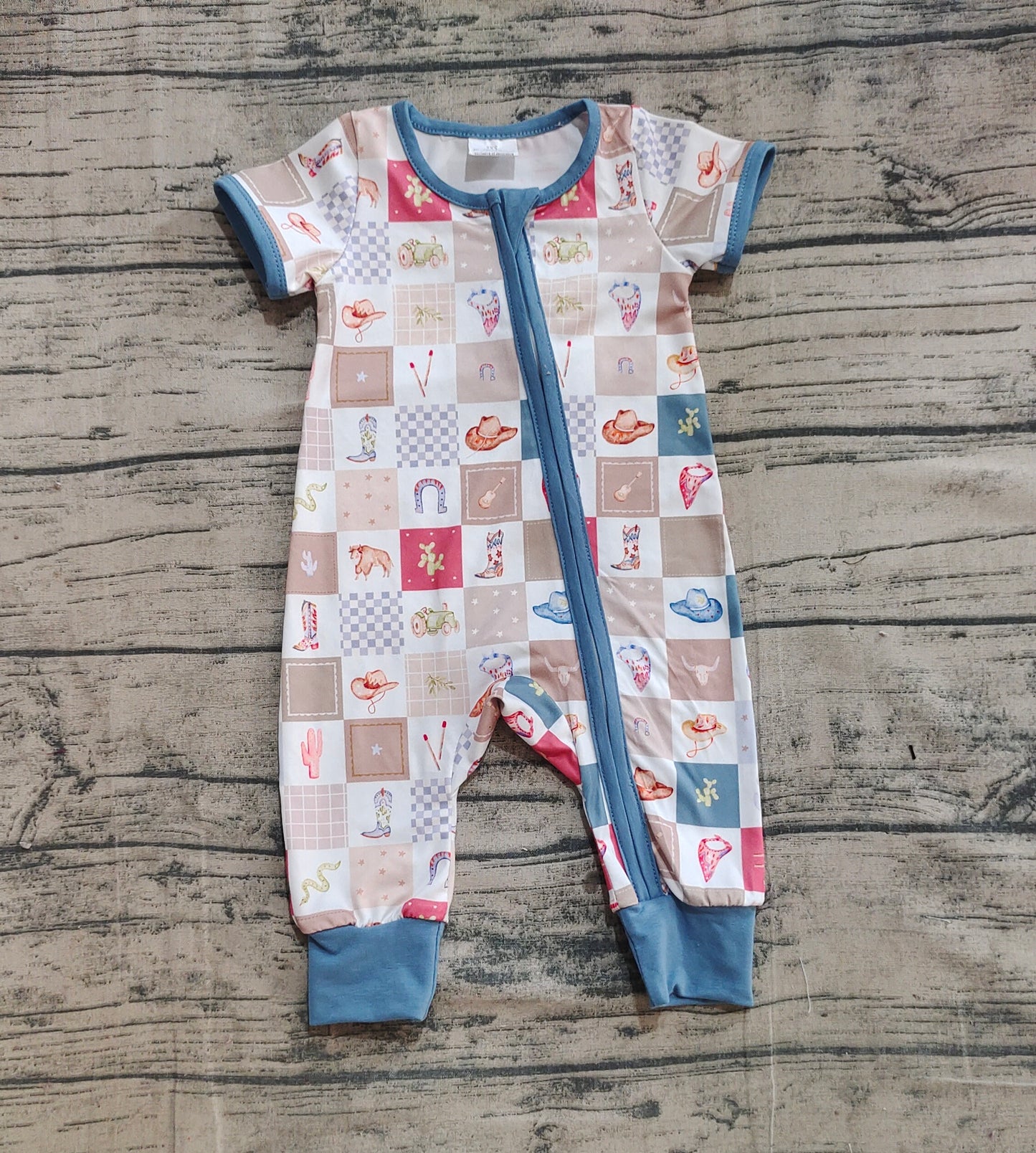 SR3098 Baby Infant Boys Short Sleeves Boots Cactus Zipper Rompers D 5.22