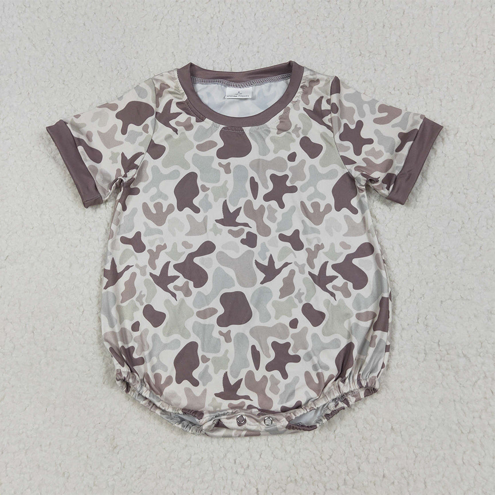 SR3141 Baby Boys Short Sleeves Khaki Ducks Camo Rompers D 6.16