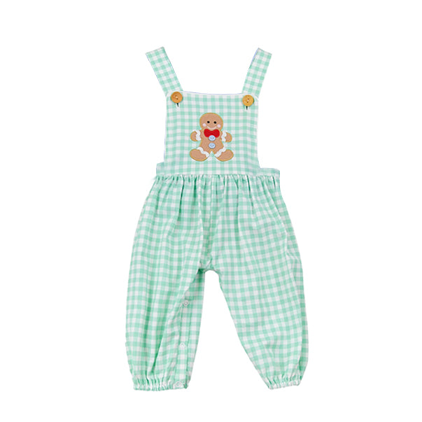 presale SR3175 Baby Boys Aqua Plaid Strap Gingerbread Pant Jumpsuits Overalls D 6.17