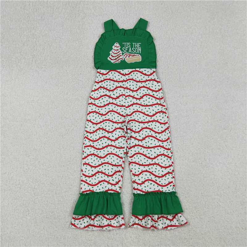 Sibling Baby Girls Embroidery Stripe Trees Tunic Ruffle Pants Christmas Clothes Sets Jumpsuits D 927